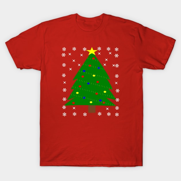 Christmas Tree with Balls Lights Ornament T Shirt Xmas T-Shirt by elder170